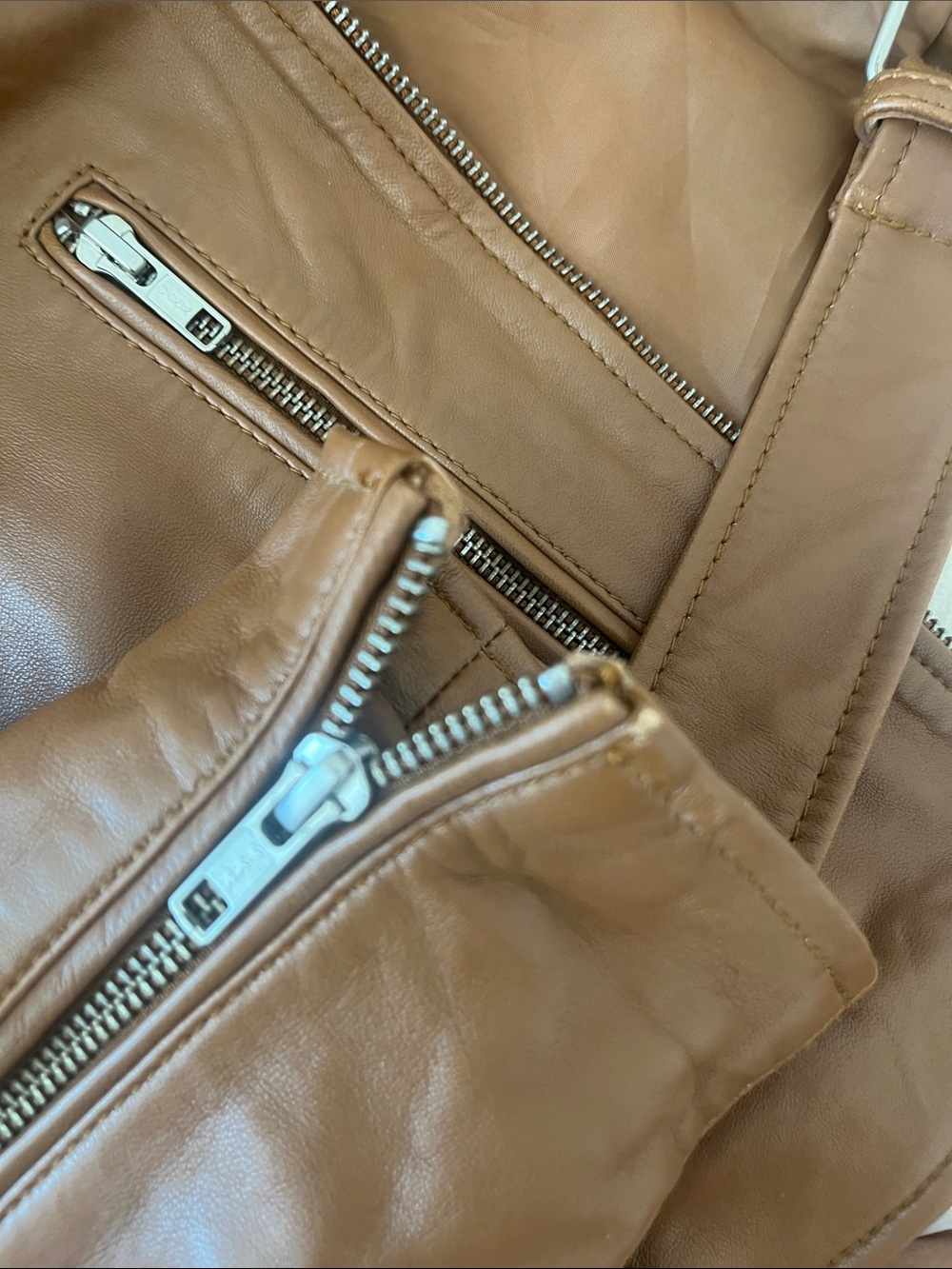 Quince Tan Leather Moto Jacket with Belt - Picture 5 of 12